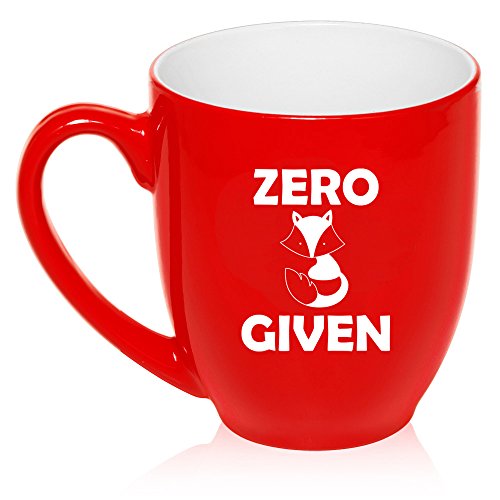 16 oz Large Bistro Mug Ceramic Coffee Tea Glass Cup Zero Fox Given Funny (Red)