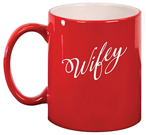 Ceramic Coffee Tea Mug Cup Wifey Wife (Red)