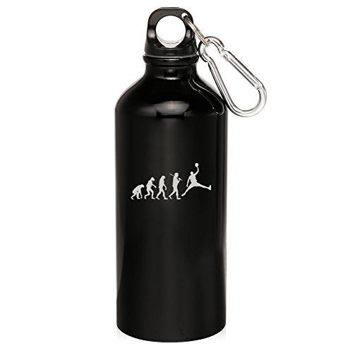 20oz Aluminum Sports Water Bottle Caribiner Clip Evolution Basketball (Black)