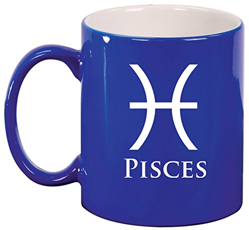 Ceramic Coffee Tea Mug Cup Pisces (Blue)