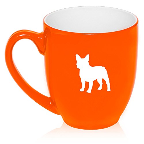 16 oz Large Bistro Mug Ceramic Coffee Tea Glass Cup French Bulldog (Orange)