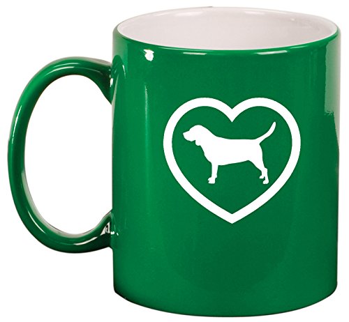 Ceramic Coffee Tea Mug Cup Beagle Heart (Green)