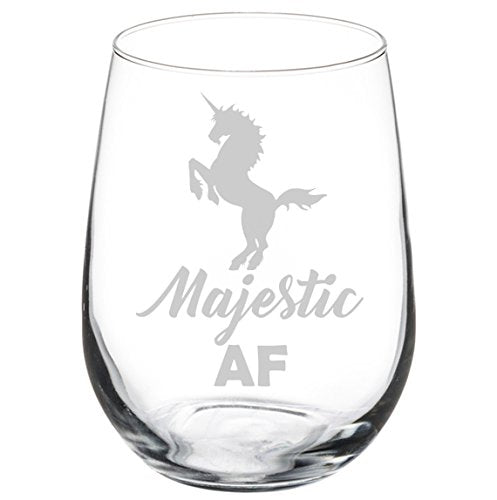 Wine Glass Goblet Majestic AF Unicorn (17 oz Stemless)