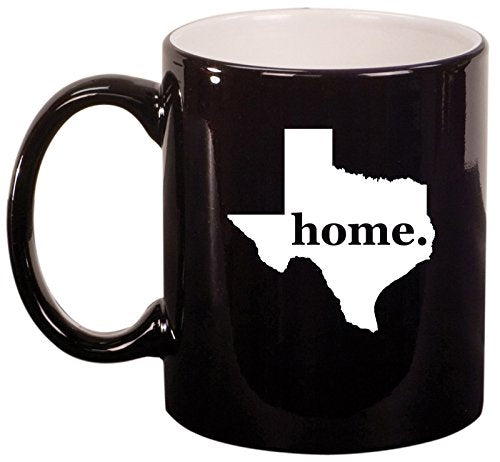 Ceramic Coffee Tea Mug Cup Texas Home (Black)