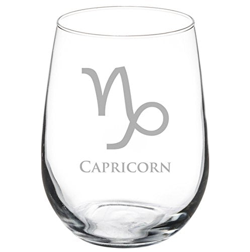 Wine Glass Goblet Horoscope Zodiac Birth Sign (17 oz Stemless, Capricorn),MIP