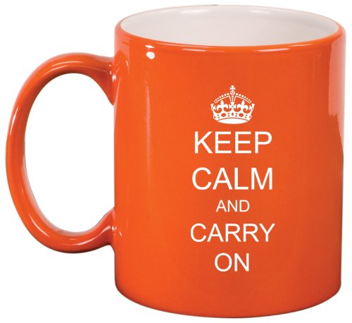 Keep Calm and Carry On Ceramic Coffee Tea Mug Cup Orange