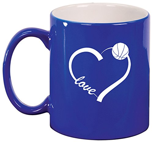 Ceramic Coffee Tea Mug Cup Love Heart Basketball (Blue)