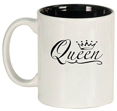 Ceramic Coffee Tea Mug Cup Queen Fancy (White)