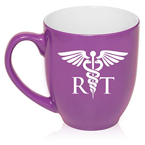 16 oz Large Bistro Mug Ceramic Coffee Tea Glass Cup RT Rad Tech Radiologic Technologist (Purple)
