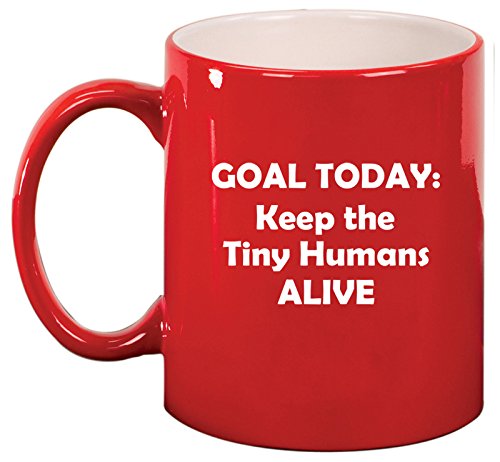 Ceramic Coffee Tea Mug Cup Keep The Tiny Humans Alive Funny Teacher Nurse Pediatrics Gift (Red)