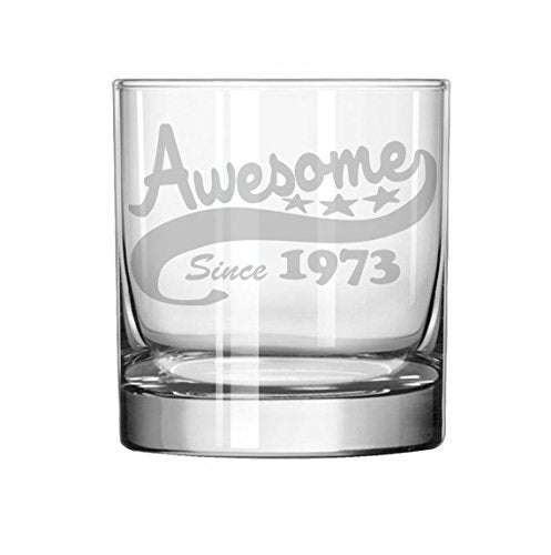 11 oz Rocks Whiskey Highball Glass Funny 45th Birthday Awesome Since 1973