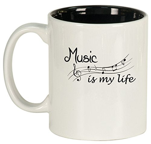 Ceramic Coffee Tea Mug Cup Music Is My Life (White)