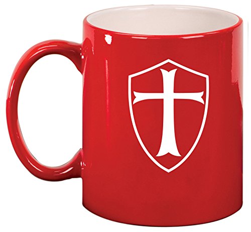 Ceramic Coffee Tea Mug Cup Templar Shield Knights Cross (Red)