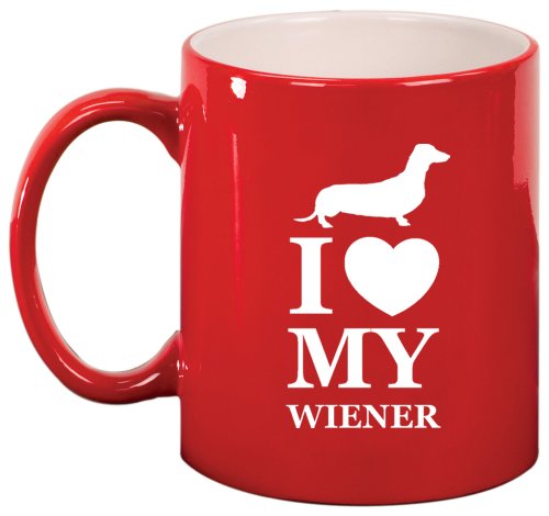I Love My w*ener Dachshund Ceramic Coffee Tea Mug Cup Red
