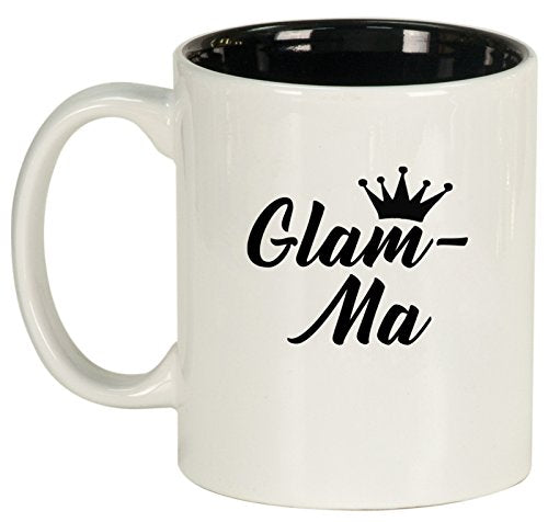 Ceramic Coffee Tea Mug Glam-Ma Mom Mother Grandmother Grandma (White)