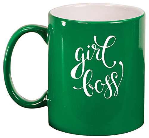 Ceramic Coffee Tea Mug Cup Girl Boss (Green)