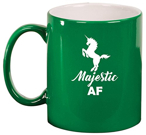 Ceramic Coffee Tea Mug Cup Majestic AF Unicorn (Green)