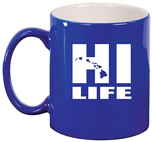Ceramic Coffee Tea Mug Cup HI Life Hawaiian Islands Hawaii (Blue)
