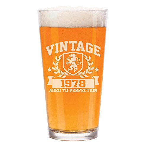 16 oz Beer Pint Glass Vintage Aged To Perfection 1978 40th Birthday