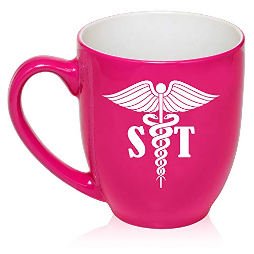 16 oz Large Bistro Mug Ceramic Coffee Tea Glass Cup Speech Therapist (Hot-Pink)