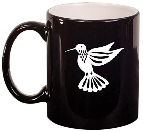 Ceramic Coffee Tea Mug Cup Hummingbird (Black)