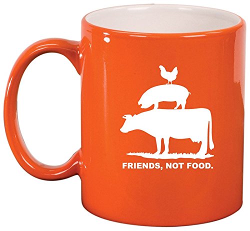 Ceramic Coffee Tea Mug Cup Friends, Not Food Vegan Farm Animal Rights (Orange)