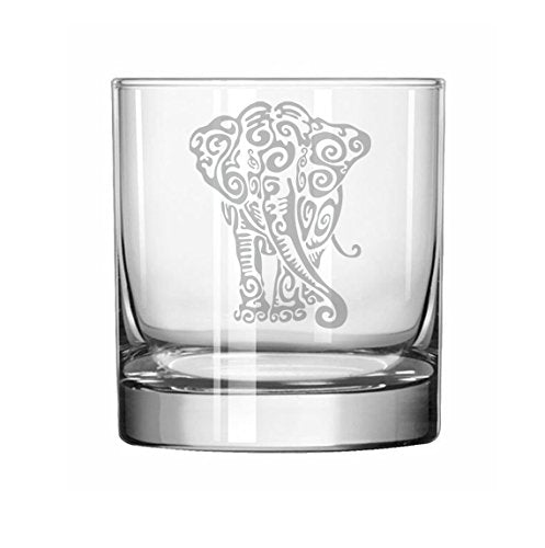 11 oz Rocks Whiskey Highball Glass Tribal Elephant,MIP