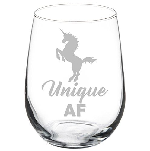 Wine Glass Goblet Unique AF Unicorn (17 oz Stemless)