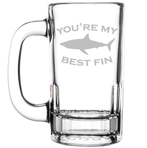 12oz Beer Mug Stein Glass You're My Best Fin Friend Shark