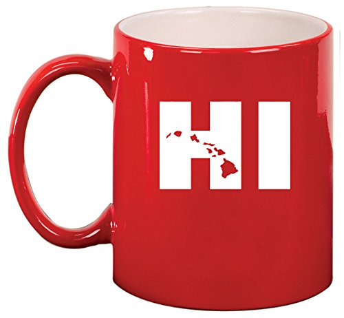 Ceramic Coffee Tea Mug HI Hawaiian Islands (Red)
