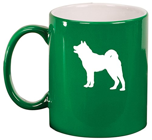 Ceramic Coffee Tea Mug Cup Akita Dog (Green)