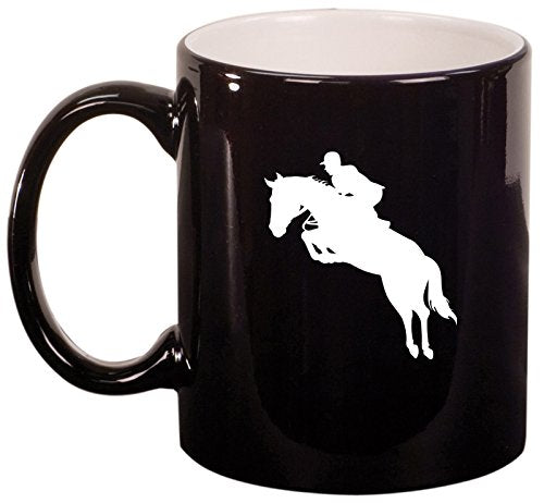 Ceramic Coffee Tea Mug Cup Horse with Rider (Black)