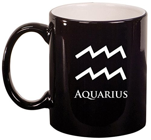 Ceramic Coffee Tea Mug Cup Aquarius (Black)