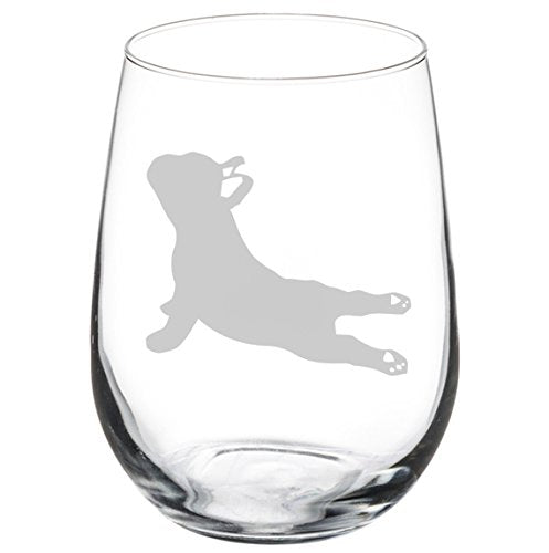 Wine Glass Goblet French Bulldog Frenchie Yoga (17 oz Stemless)