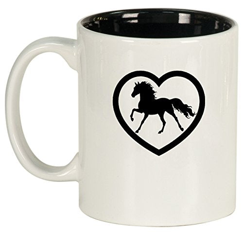 Ceramic Coffee Tea Mug Heart Horse (White)