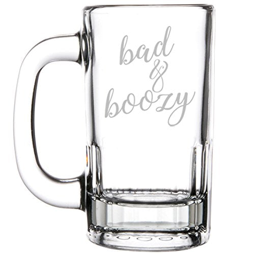 12oz Beer Mug Stein Glass Bad & Boozy Funny