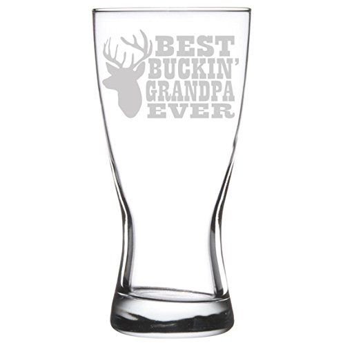 15 oz Beer Pilsner Glass Grandfather Best Buckin Grandpa Ever