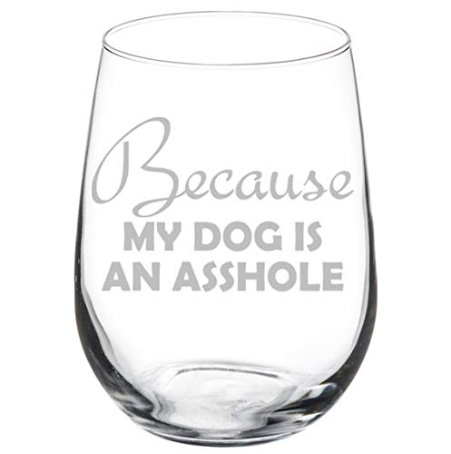 Wine Glass Goblet Funny Because My Dog (17 oz Stemless)