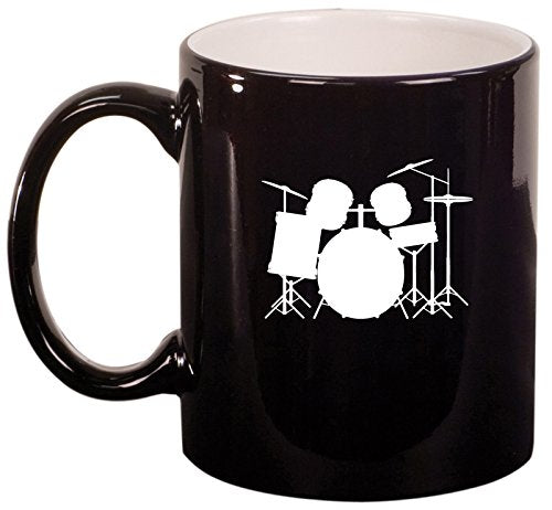 Ceramic Coffee Tea Mug Cup Drum Set (Black)