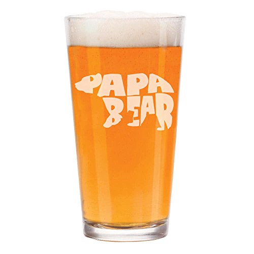 16 oz Beer Pint Glass Dad Father Papa Bear