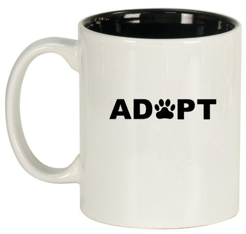 Adopt Paw Print Ceramic Coffee Tea Mug Cup White Black