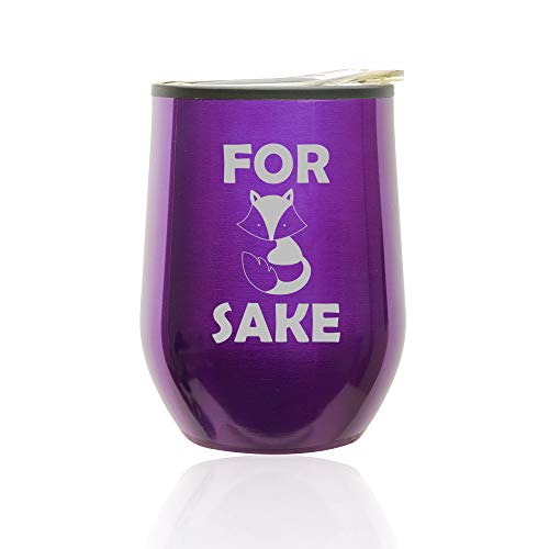 Stemless Wine Tumbler Coffee Travel Mug Glass With Lid For Fox Sake (Royal Purple)