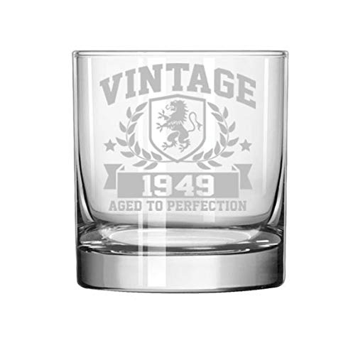 11 oz Rocks Whiskey Highball Glass Vintage Aged To Perfection 1949 70th Birthday