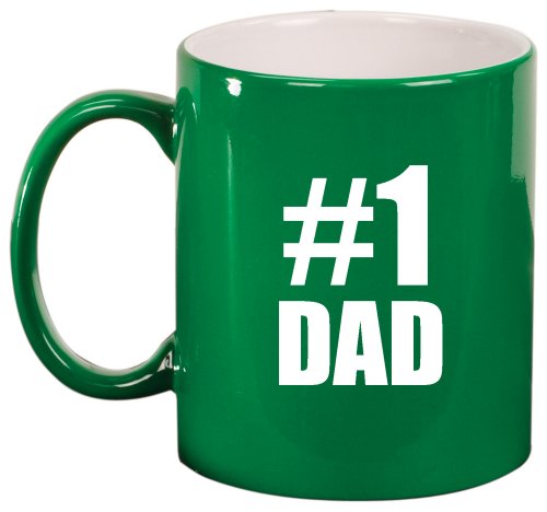 #1 Dad Ceramic Coffee Tea Mug Cup Green Gift for Dad