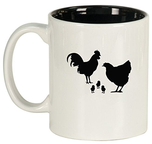 Ceramic Coffee Tea Mug Cup Chicken Family (White)