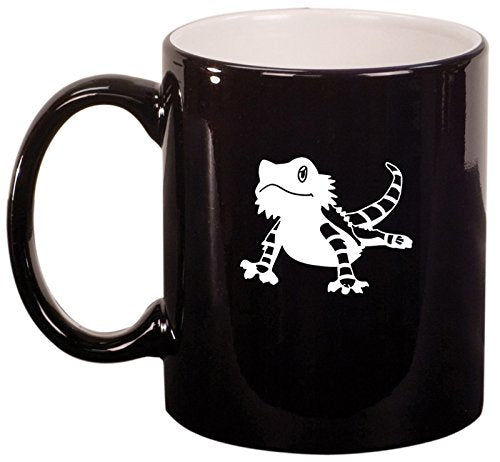 Ceramic Coffee Tea Mug Cup Bearded Dragon Lizard (Black)