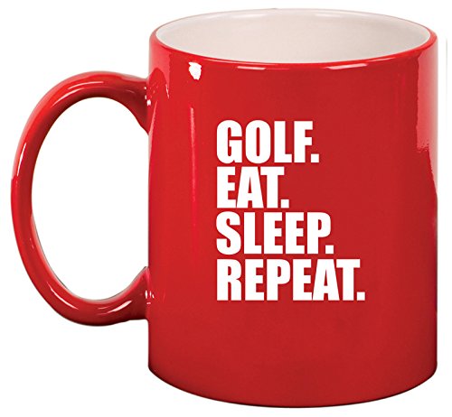 Ceramic Coffee Tea Mug Golf Eat Sleep Repeat (Red)
