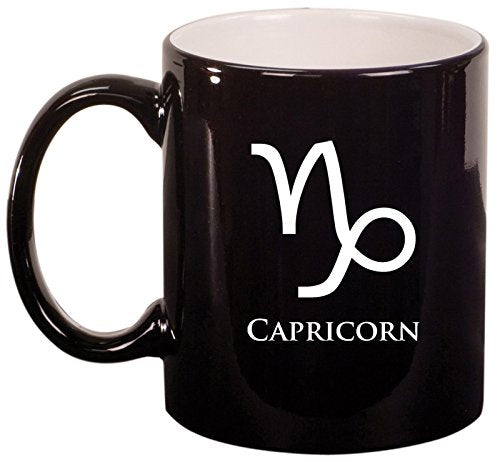 Ceramic Coffee Tea Mug Cup Capricorn (Black)