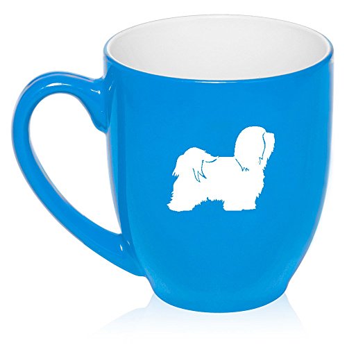 16 oz Large Bistro Mug Ceramic Coffee Tea Glass Cup Havanese (Light Blue)