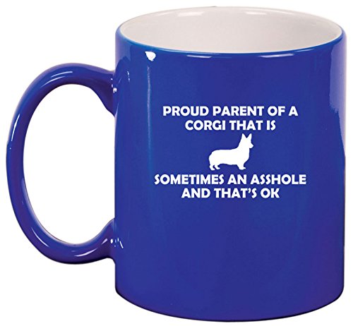 Ceramic Coffee Tea Mug Cup Proud Parent Corgi (Blue)